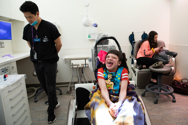 Patient with special needs attending a dental appointment